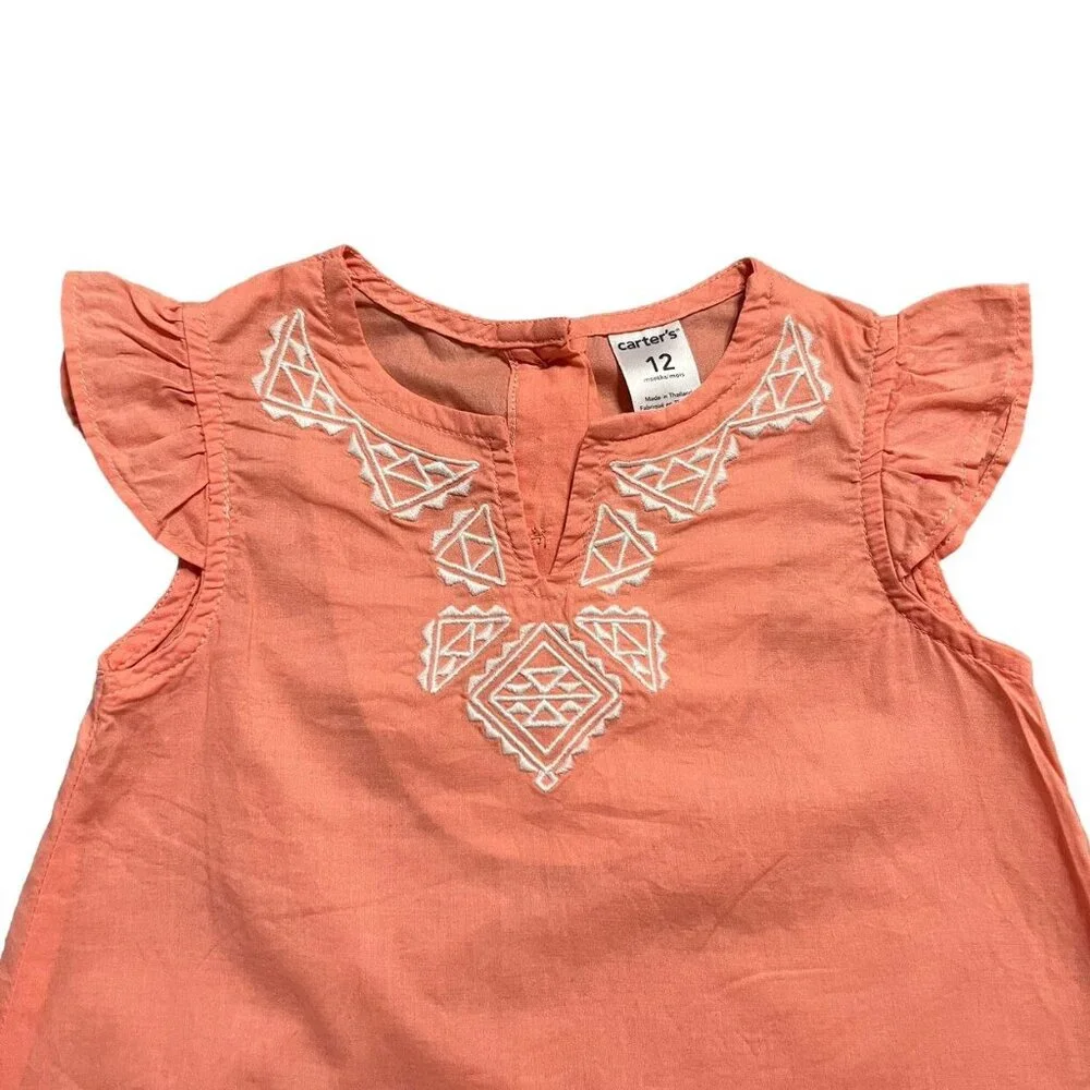 Carter's 12m Coral Embroidered Tunic Top